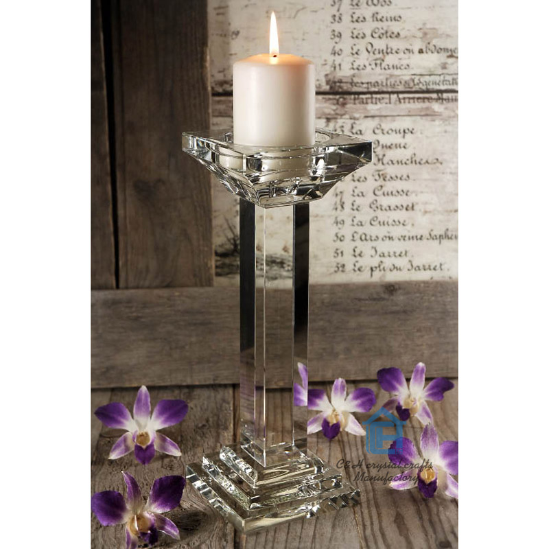 crystal pillar candle holder